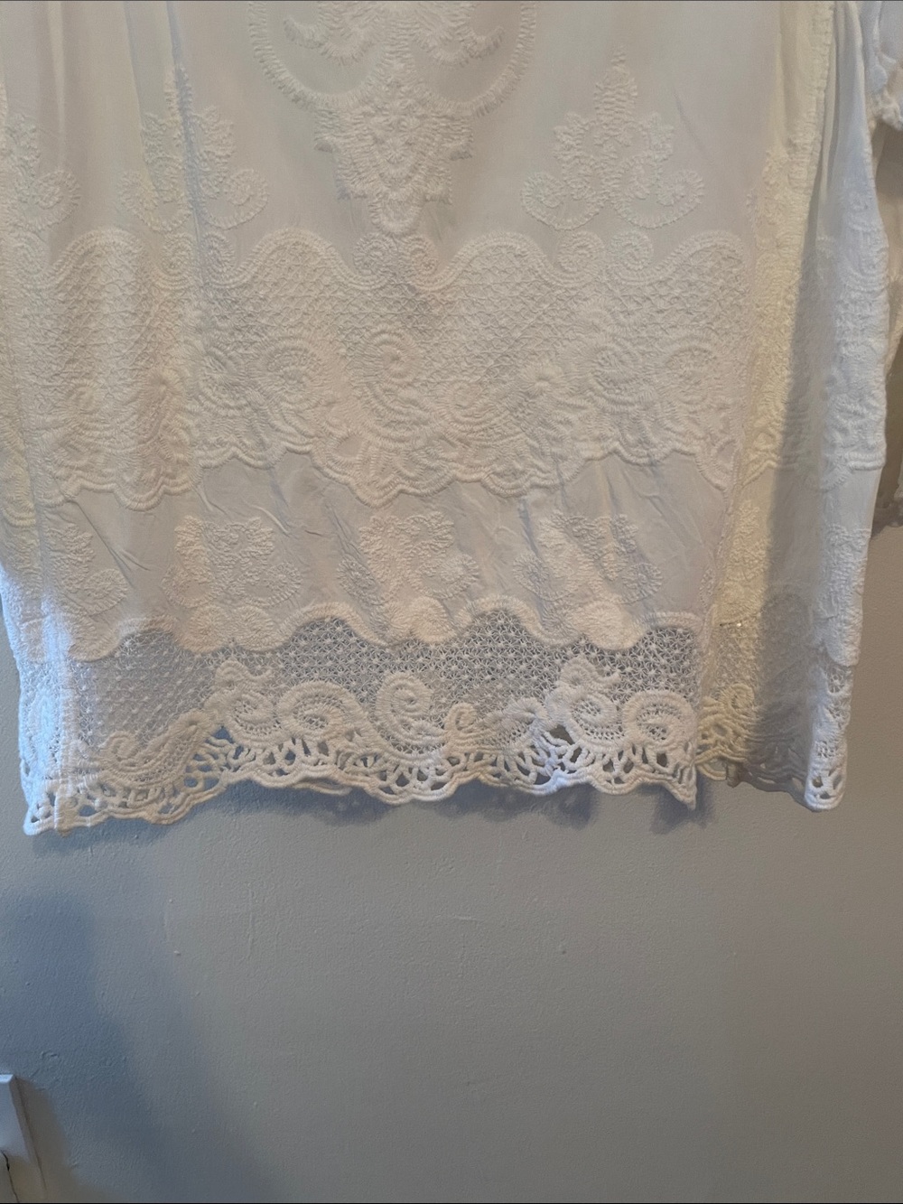 White Lace Boho Women's Top - Picture 4 of 5
